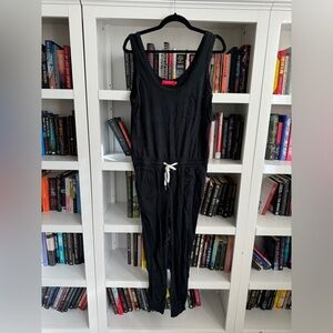 Revolve philanthropy black cotton sleeveless one piece joggers jumpsuit onesie
